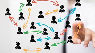 social network connection for online business background concept